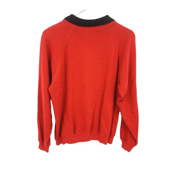 Hanes Vintage Red Embroidered Paris Lady Collared Sweatshirt Size L - Picture 4 of 6